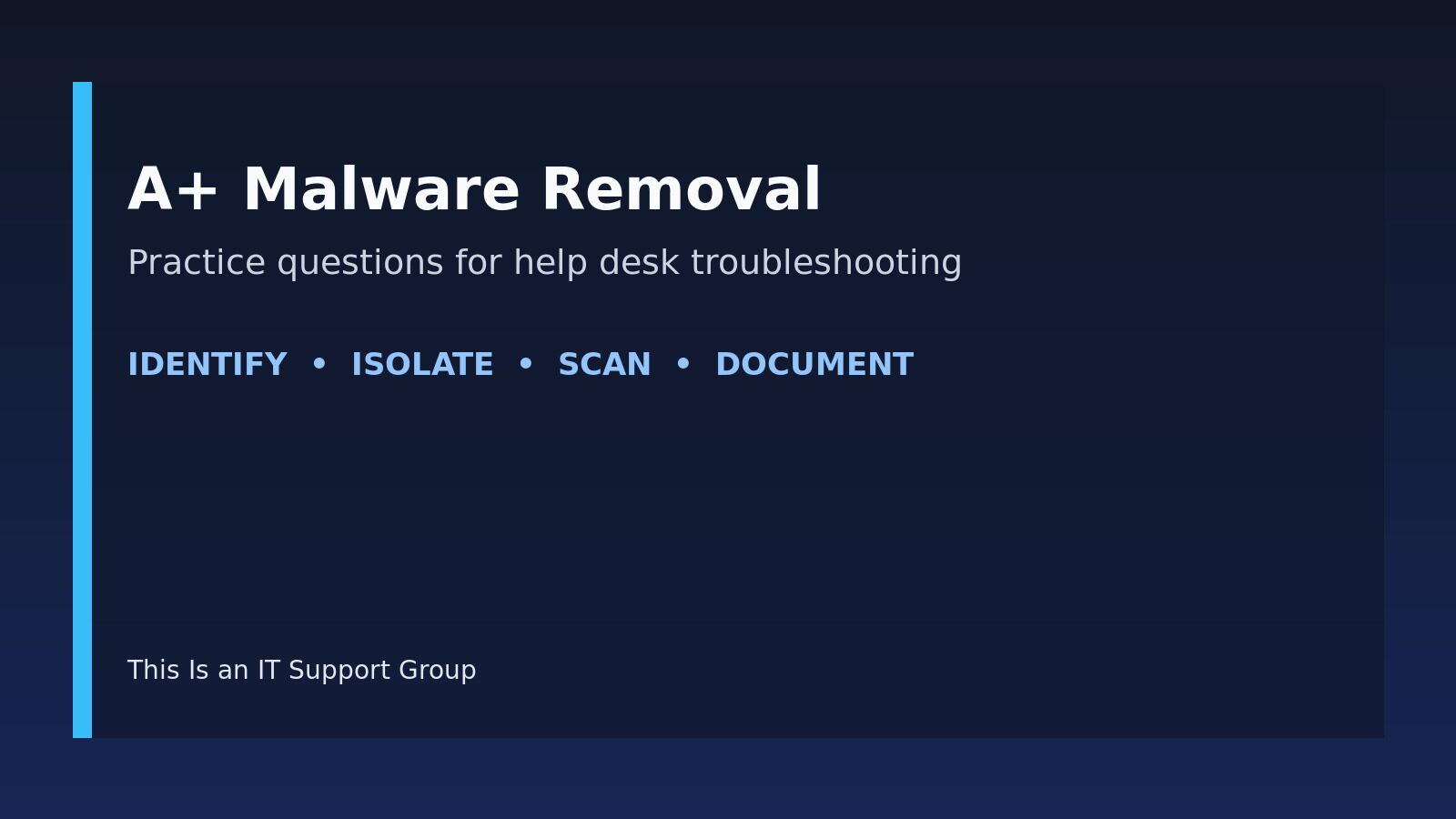 CompTIA A+ Malware Removal Practice Questions