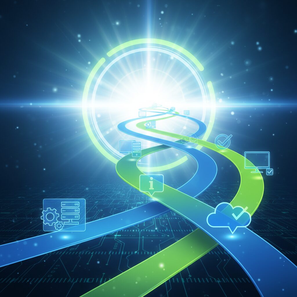 Medical technology interface with glowing health data visualizations and network connections in a hospital setting