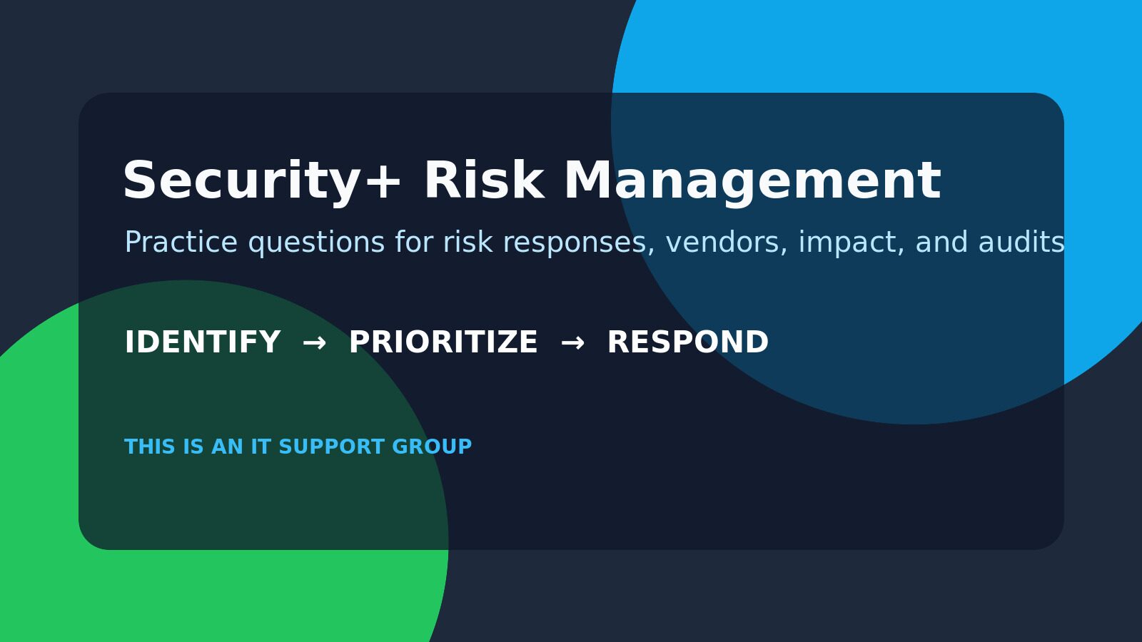 Security+ Risk Management Practice Questions