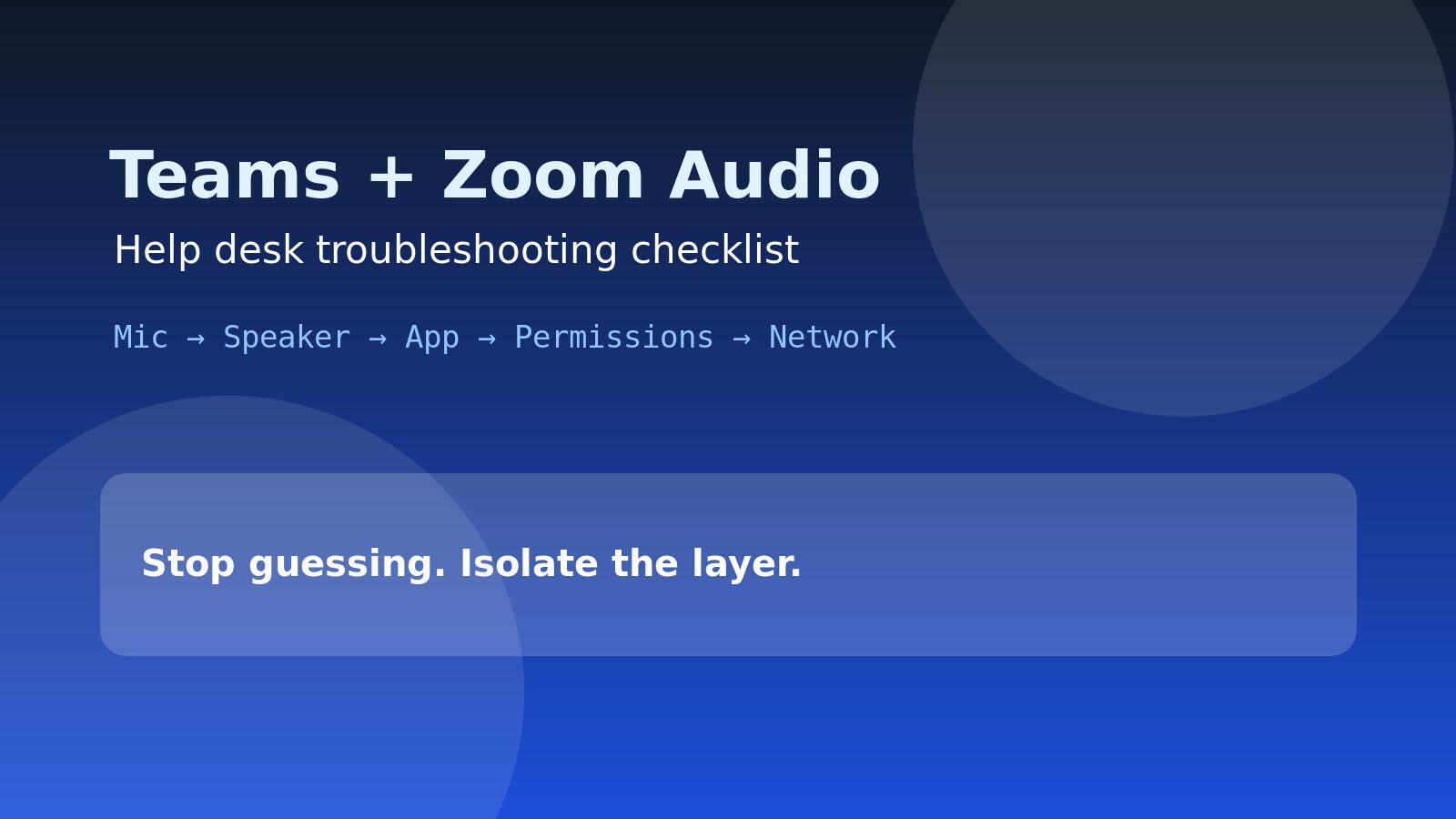 Teams and Zoom Audio Troubleshooting Checklist