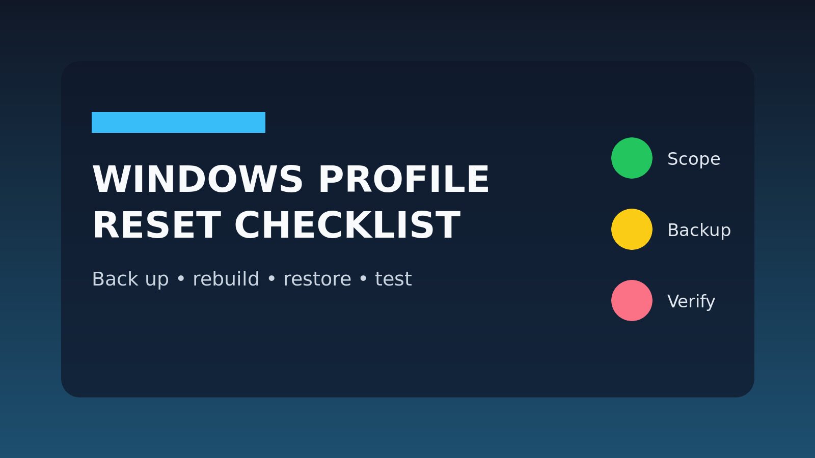 Windows Profile Reset Checklist for IT Support